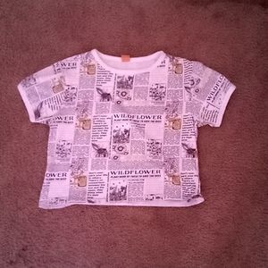 White graphic (Sunflower themed) Shirt " Baggy Crop Top"